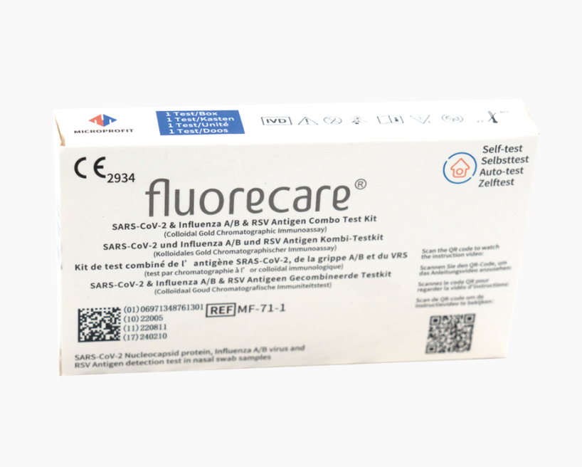 Autotest Combo 3 en 1 – VRS/Grippe/Covid 19 – FLUORECARE Boîte unitaire – DLU 09/2027