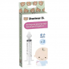 Emballage du produit Docteur B - Seringue Nasale pour Bébé, avec une illustration d'un bébé souriant et des seringues visibles, conçu pour les bébés dès 6 mois.