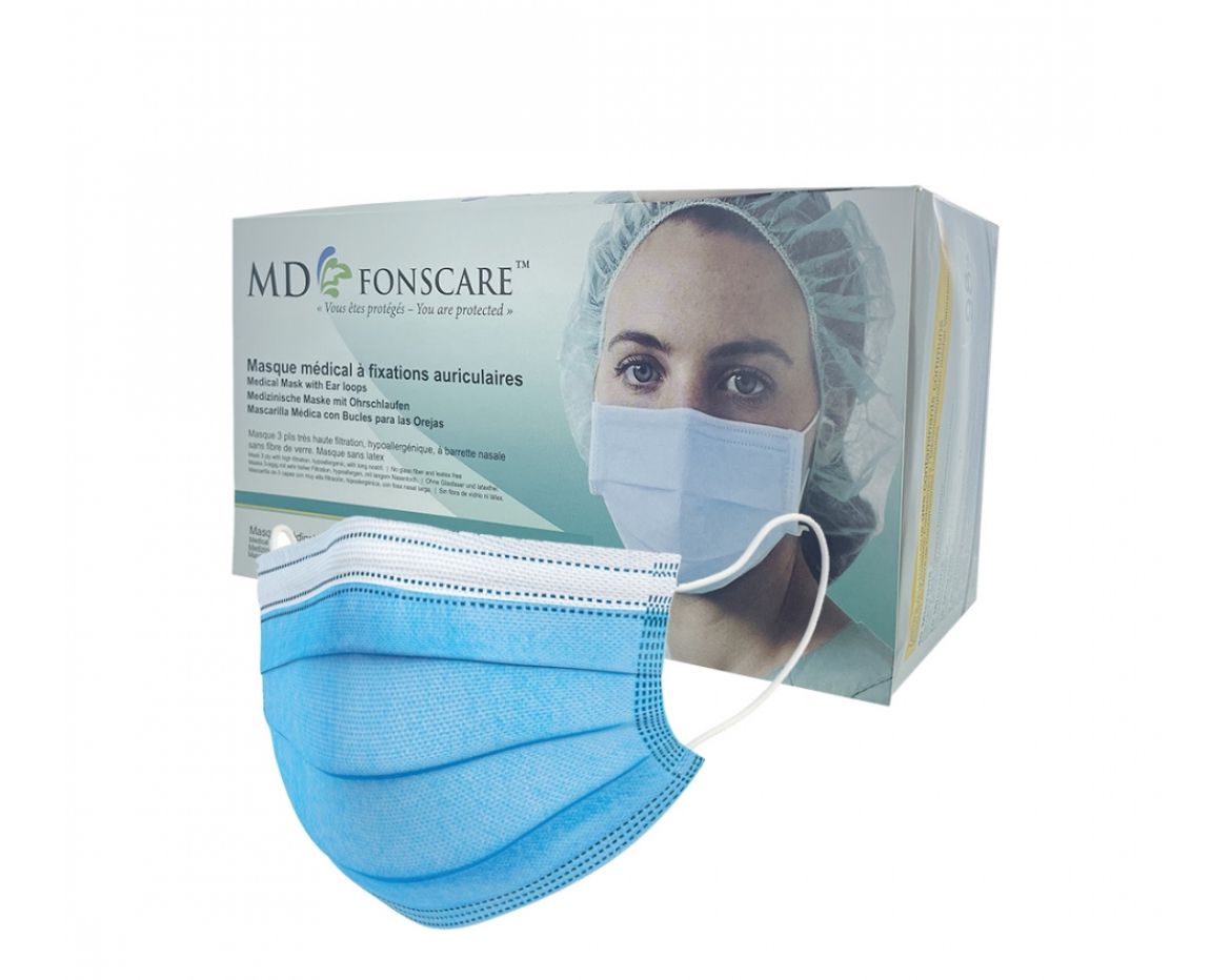 Masque TYPE 2R BLEU – Boîte de 50 (Cartons de 40 boîtes)