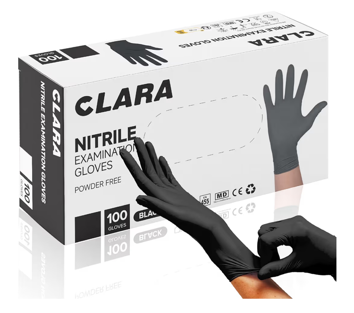 Gants d’examen en nitrile non poudrés CLARA COULEUR NOIR